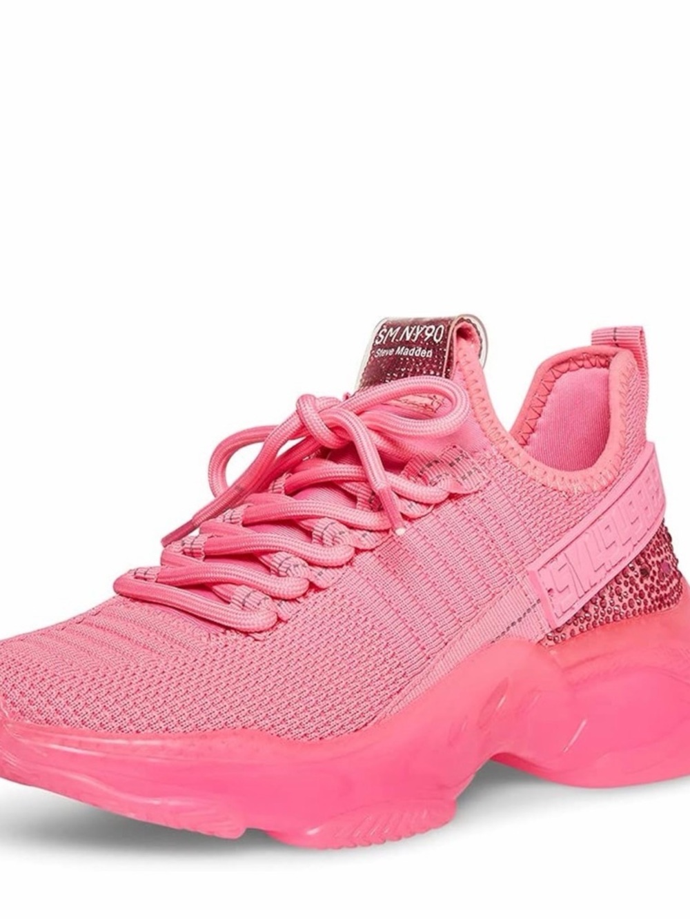 Steve Madden Pink Knit Lace-Up Women's Sneaker